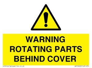 WARNING ROTATING PARTS BEHIND COVER
